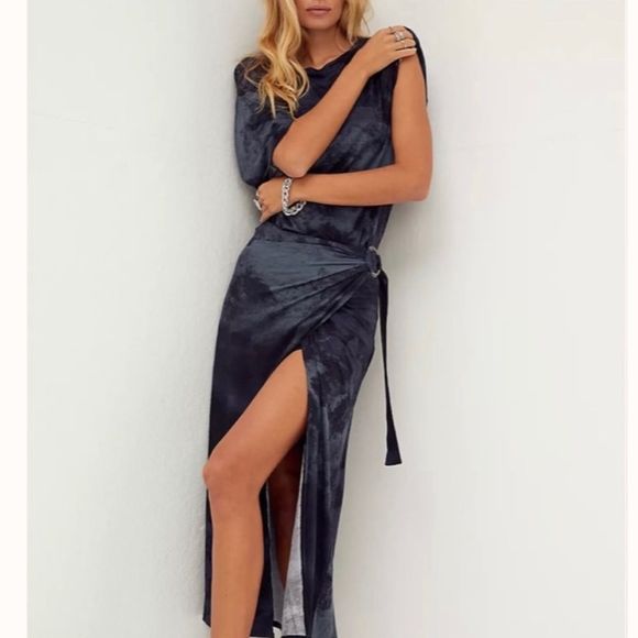 NEW Free People Alyssa Wrap Maxi Dress blue night sky Combo size XS,S, M,L - Picture 2 of 14